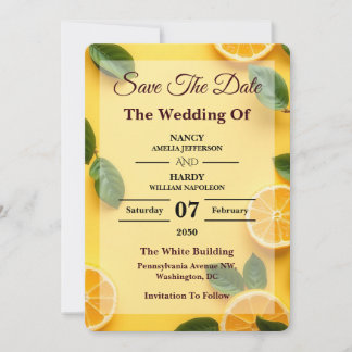 Boter Geel Citrus Bruiloft Save The Date