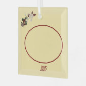 Boter Geel & Diep Rode Bloem Foto Kerstmis Glas Ornament (Voorkant links)