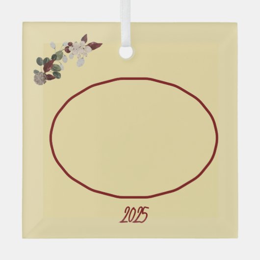 Boter Geel & Diep Rode Bloem Foto Kerstmis Glas Ornament (Voorkant)