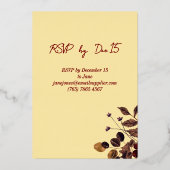 Boter Geel & Diep Rood Bloemen Vrolijk Kerstfeest Folie Uitnodiging (Achterkant)