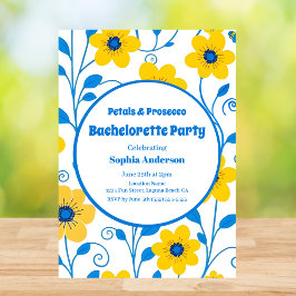 Boter Geel en Blauw Bloemen-Bachelorette Party Kaart