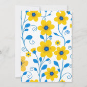 Boter Geel en Blauw Bloemen-Verjaardag Uitnodiging (Achterkant)