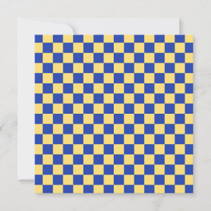 Boter geel en blauw geruit bordpatroon bedankkaart