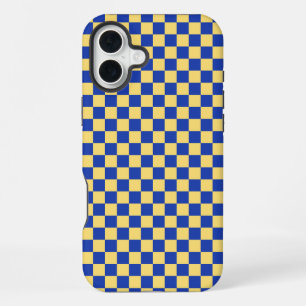 Boter geel en blauw geruit bordpatroon iPhone 16 plus hoesje