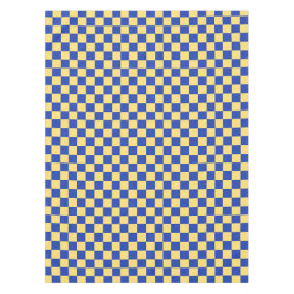 Boter geel en blauw geruit bordpatroon tafelkleed