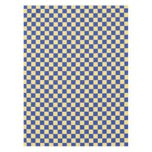 Boter geel en blauw geruit bordpatroon tafelkleed