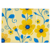 Boter Geel en Blauwe Bloemen Groot Cadeauzakje (Achterkant)