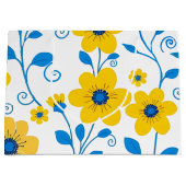 Boter Geel en Blauwe Bloemen Groot Cadeauzakje (Voorkant)