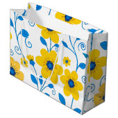 Boter Geel en Blauwe Bloemen Groot Cadeauzakje (Voorkant Gekanteld)