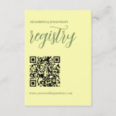 Boter geel en salie minimalistische bruiloft regis informatiekaartje (Voorkant)