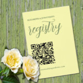 Boter geel en salie minimalistische bruiloft regis informatiekaartje