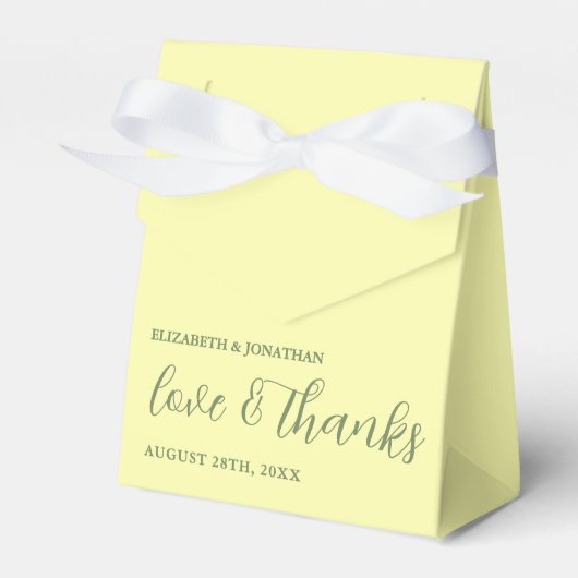 Boter Geel en Salie Minimalistische Trouw Bedankdoosjes (Voorkant Zijde)