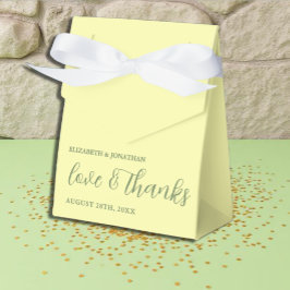 Boter Geel en Salie Minimalistische Trouw Bedankdoosjes