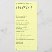 Boter Geel en Salie Minimalistische Trouw Menu (Voorkant)