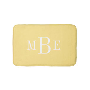 Boter Geel en Wit Klassiek 3 Letter Monogram Badmat