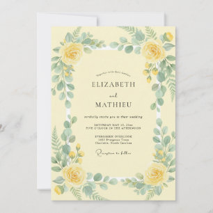 Boter Geel Eucalyptus Bruiloft Kaart