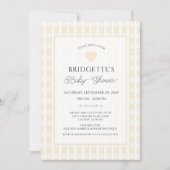 Boter Geel Geruite Baby Shower Chic Kaart (Voorkant)