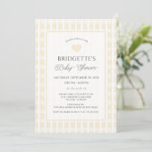 Boter Geel Geruite Baby Shower Chic Kaart (Staand voorkant)