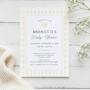 Boter Geel Geruite Baby Shower Chic Kaart