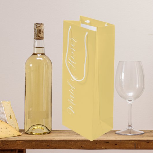Boter Geel Gestileerde Script Bruidsmeisje Wijn Cadeautas