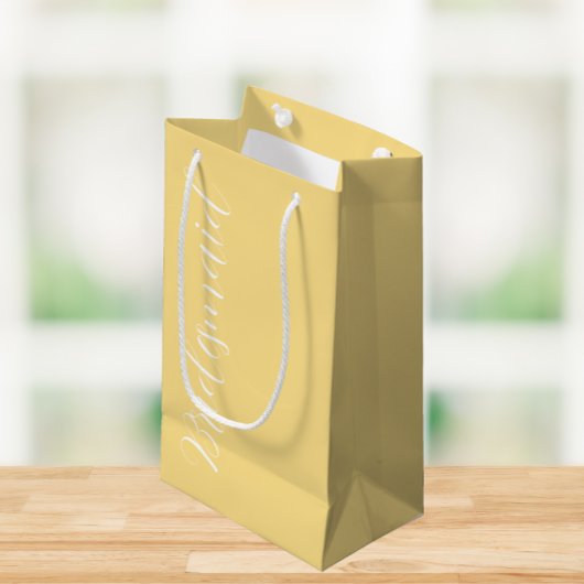 Boter Geel Gestileerde Script Trouw Bruidsmeisje Klein Cadeauzakje