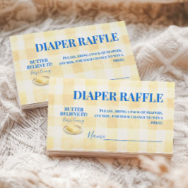 Boter Geel Gingham Jongen Baby Shower Luier Informatiekaartje