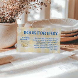 Boter Geel Gingham Jongensboek Voor Baby Shower Informatiekaartje