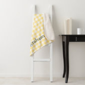 Boter Geel Gingham Monogram Sherpa Deken (In situ)
