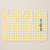 Boter Geel Gingham Monogram Sherpa Deken (Voorkant (horizontaal))