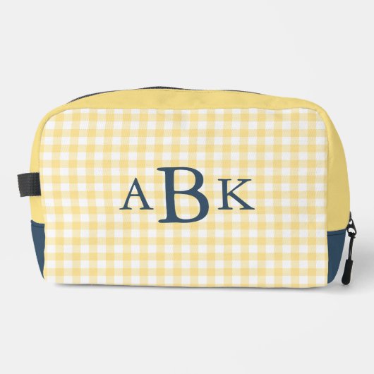 Boter Geel Gingham Monogram Toilettasje (Voorkant)