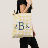 Boter Geel Gingham Monogram Tote Bag (Dichtbij)