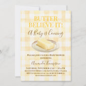 Boter Geel Gingham Neutrale Baby Shower Kaart (Voorkant)