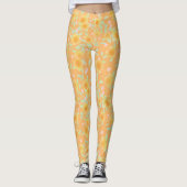 Boter Geel Goud Bloemd Leggings (Voorkant)