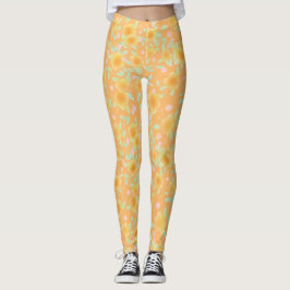 Boter Geel Goud Bloemd Leggings