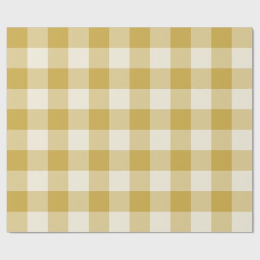 Boter Geel Grote Gingham Rut Plaid Cadeaupapier (Vlak)
