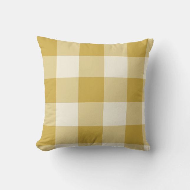 Boter Geel Grote Gingham Rutten Plaid Kussen (Voorkant)