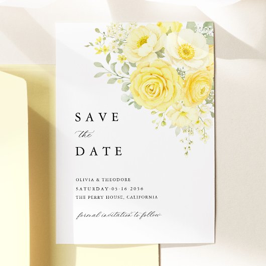 Boter Geel Ivoor Bloem Bruiloft Save The Date