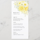 Boter Geel Ivoor Bloemige Trouwreceptie Menu (Voorkant)