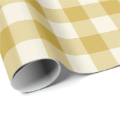 Boter Geel Klassiek Geruit Gingham Cadeaupapier (Rol Hoek)