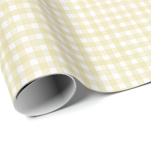 Boter Geel Klassieke Gingham Cadeaupapier (Rol Hoek)