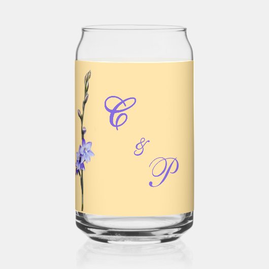 Boter Geel & Lila SunOrchid Bruiloft Blikvorm Glas (Voorkant)