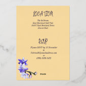 Boter Geel & Lila SunOrchid Foto Verjaardag Folie Uitnodiging (Achterkant)