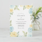Boter Geel Lucht Ranunculus Eucalyptus Bruiloft Kaart (Staand voorkant)