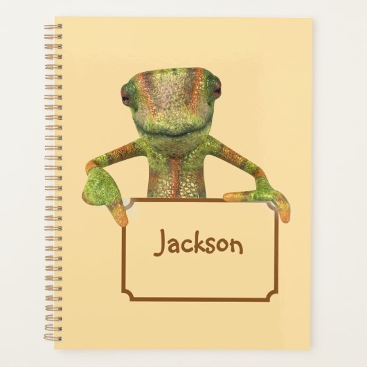 Boter Geel met Meerkleurig Patroon Hagedis Planner (Voorkant)