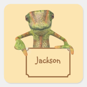 Boter Geel met Meerkleurig Patroon Hagedis Vierkante Sticker