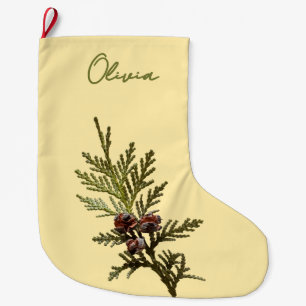 Boter. Geel met Varens & Kleine Dennenappels Grote Kerstsok