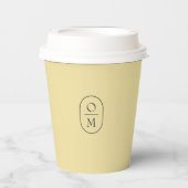 Boter Geel | Minimaal Monogram Huwelijk Papieren Bekers (Voorkant)