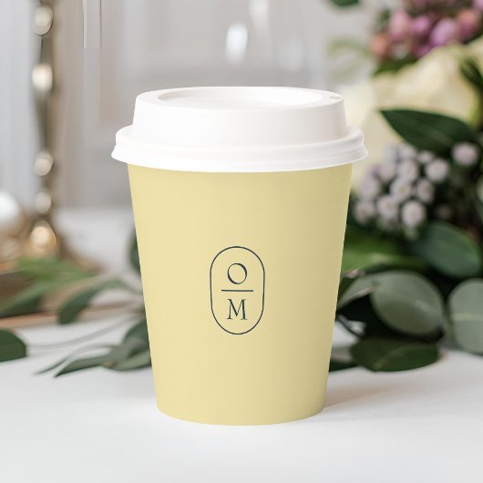 Boter Geel | Minimaal Monogram Huwelijk Papieren Bekers