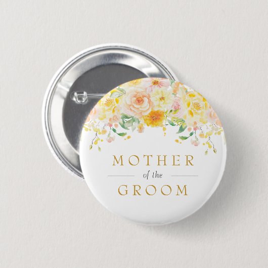 Boter Geel Moeder van de Bruidegom Bruiloftfeest Ronde Button 5,7 Cm (Voorkant /achterkant)