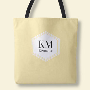 Boter Geel Monogram Eenvoudig Modern Maatwerk Tote Bag